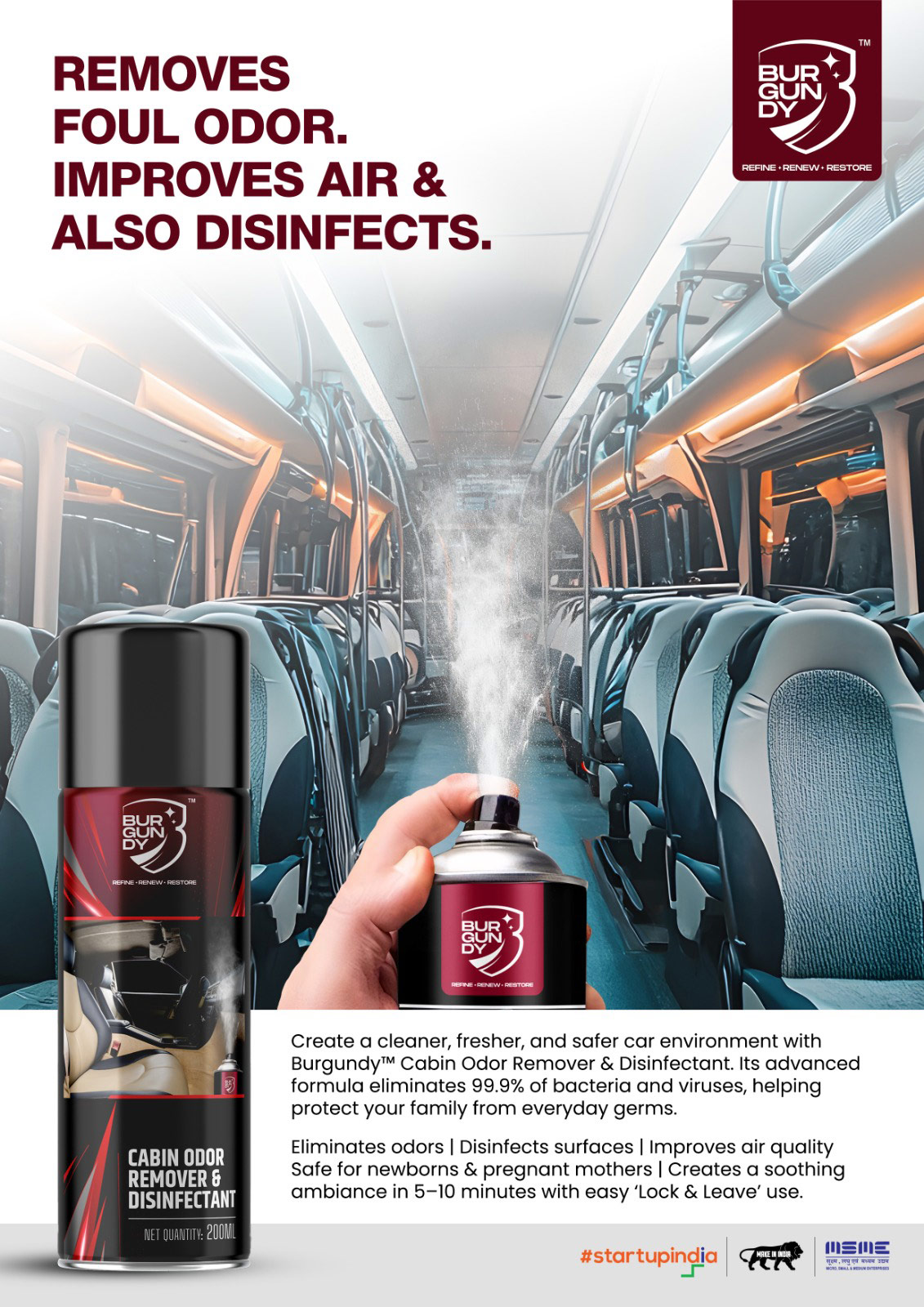 burgundy cabin odor remover and disinfectant for fresher cleaner and safer cabins 02