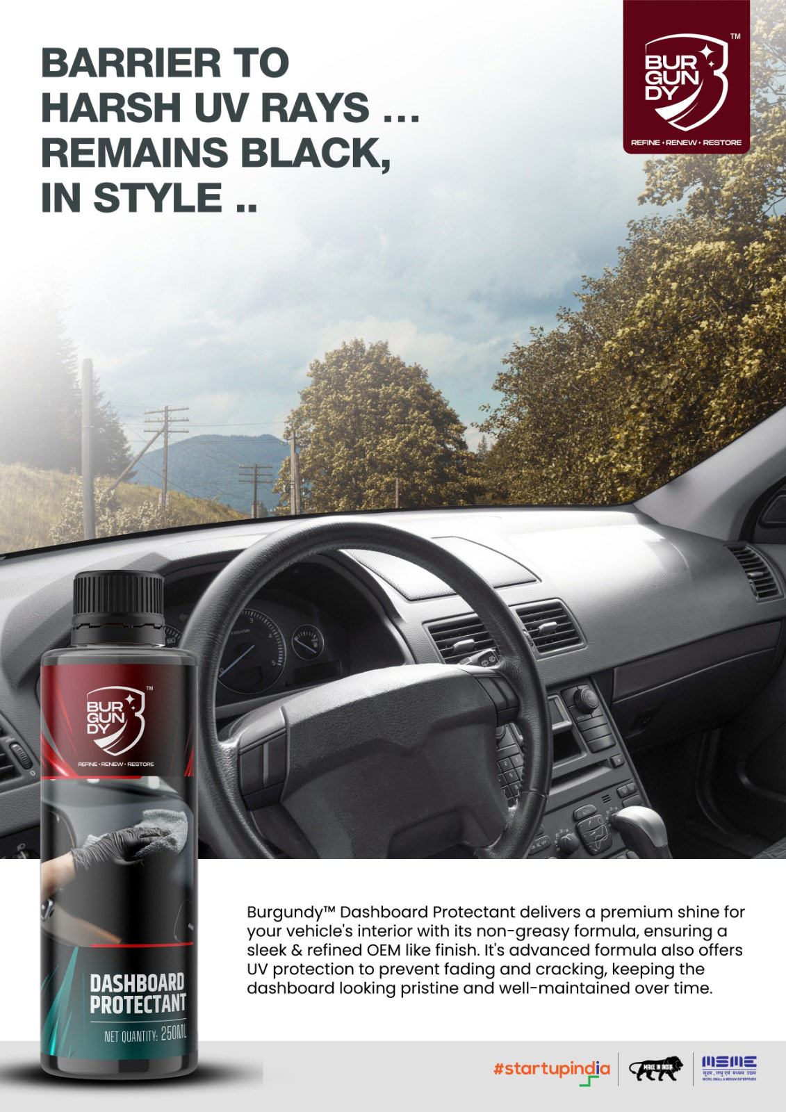 burgundy dashboard protectant for UV protection and shine 2