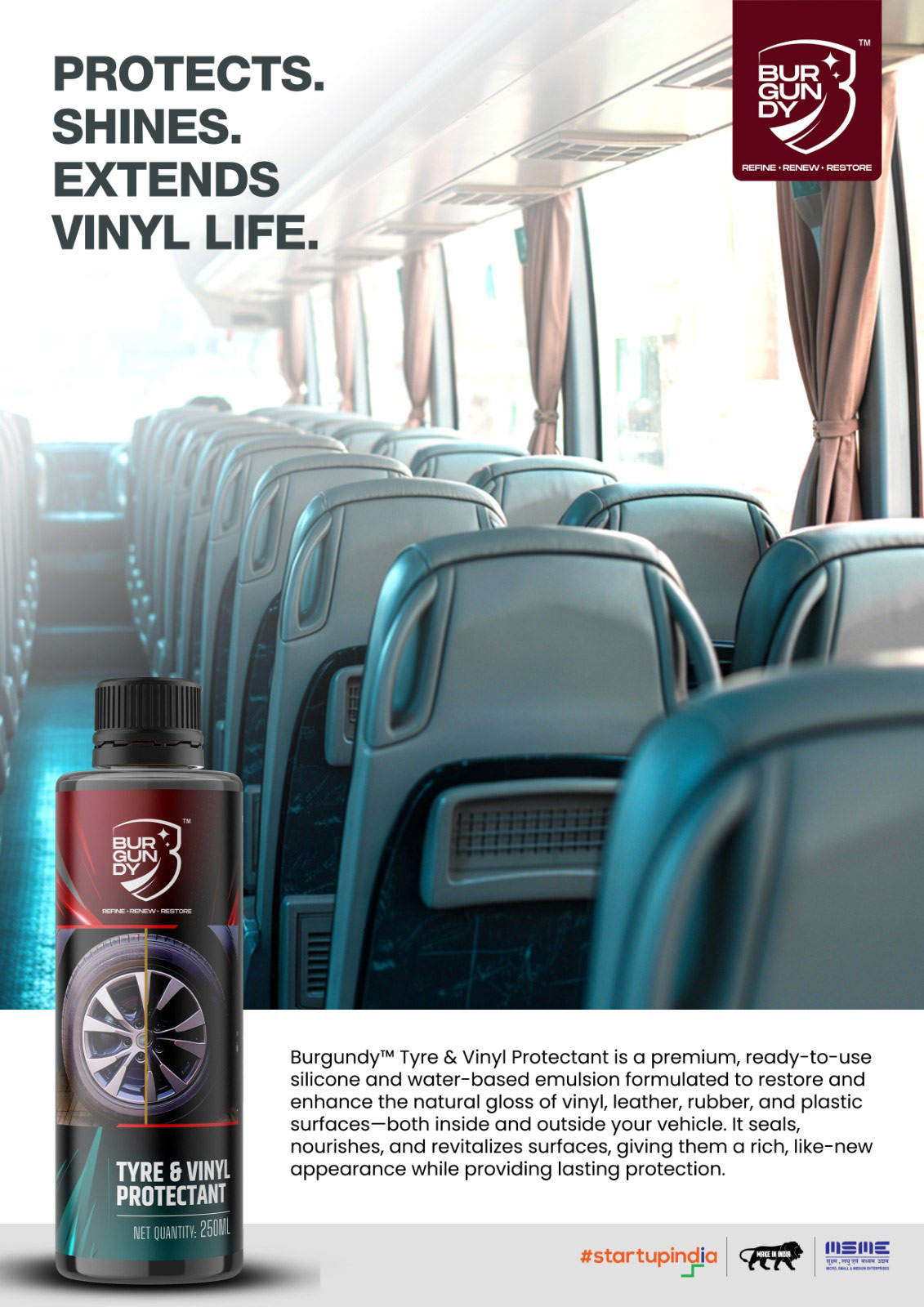 burgundy tyre and vinyl protectant ready to use emulsion spray 02