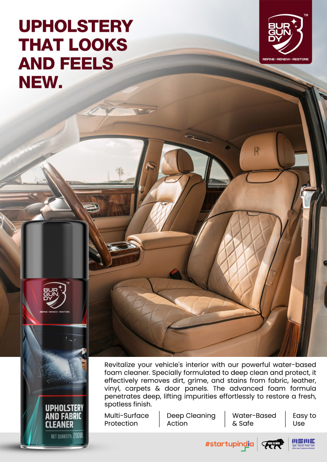 burgundy water based foaming upholstery fabric cleaner 02